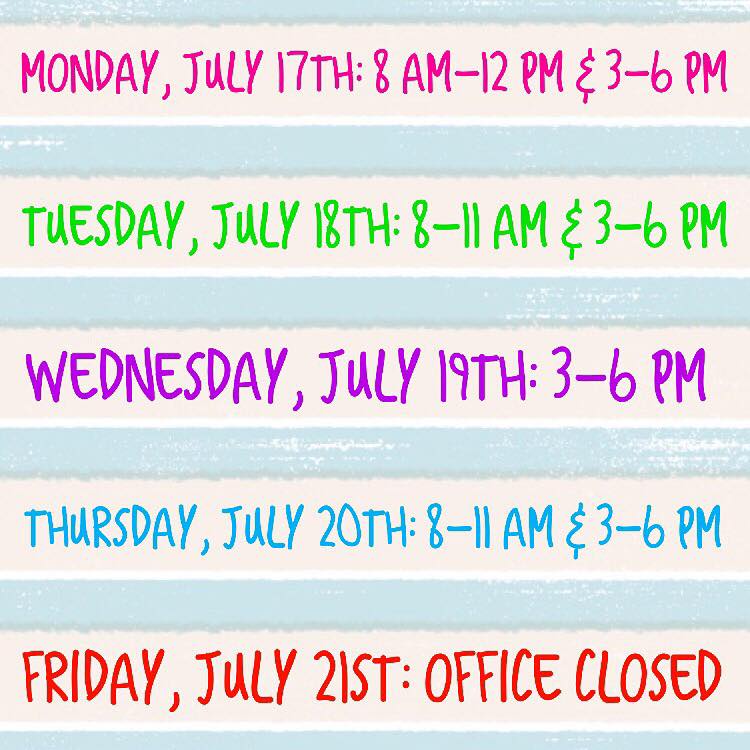 Week of July 17th: Office Hours